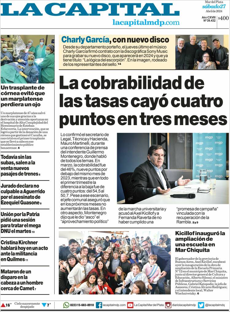 Portada de Diario La Capital - Mar del Plata (Argentina)