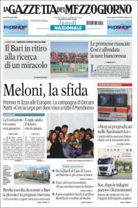 Portada de La Gazzetta del Mezzogiorno (Italia)