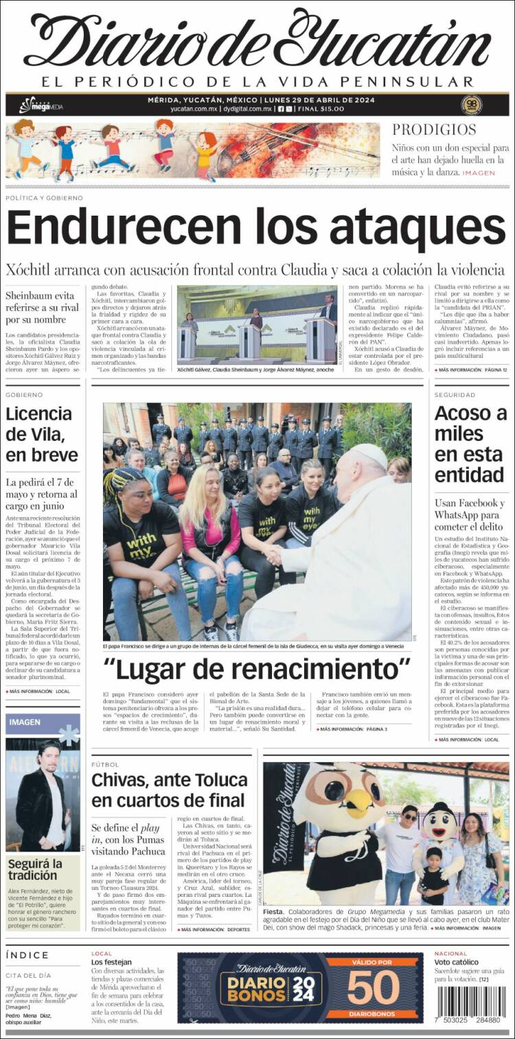 Portada de Diario de Yucatán (México)