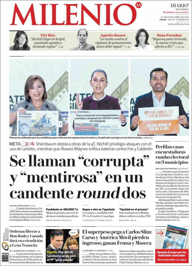 Portada de Milenio de Monterrey (México)