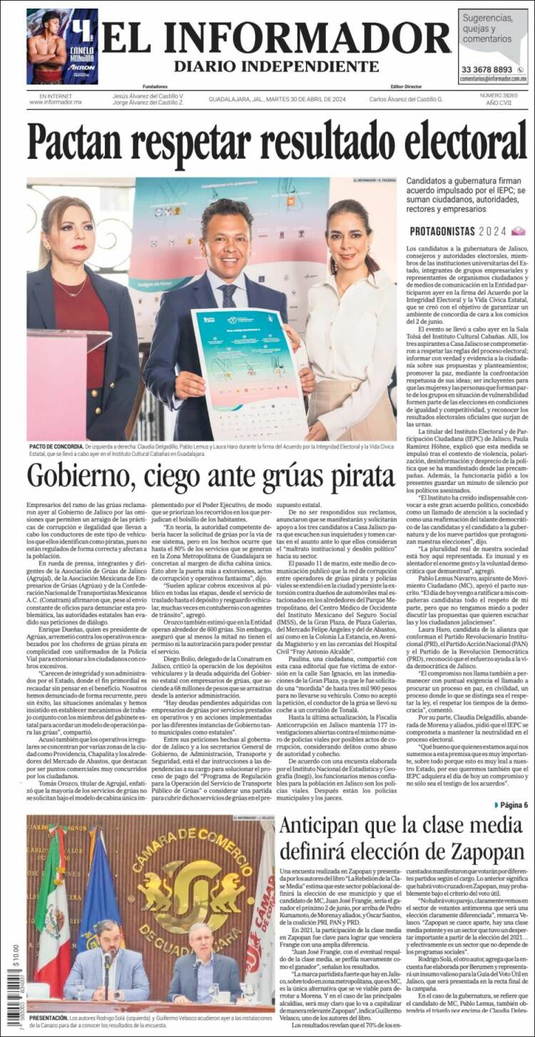 Portada de El Informador (México)