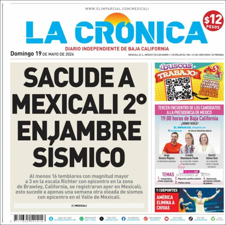 Portada de La Crónica de Baja California (México)