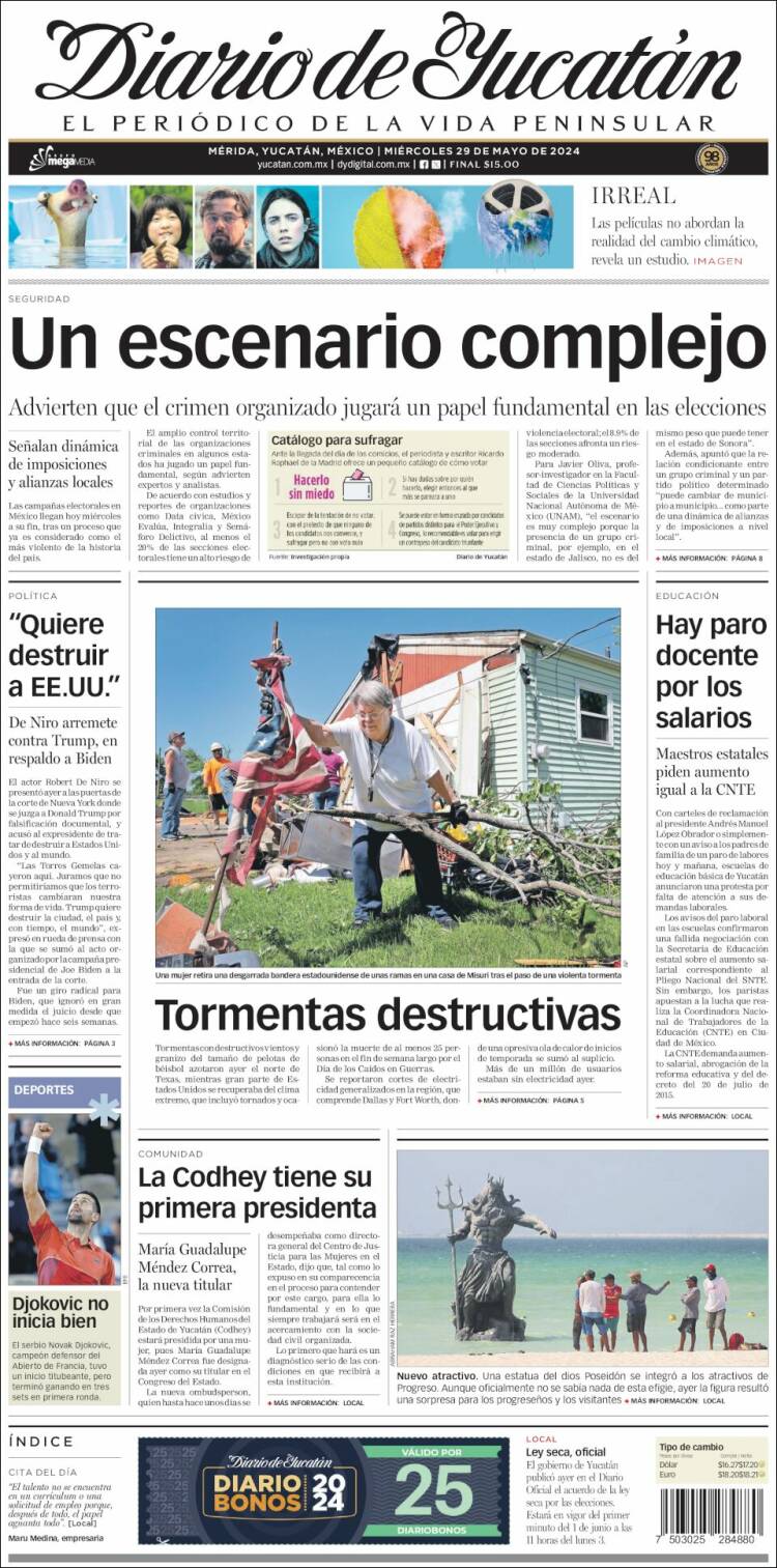 Portada de Diario de Yucatán (México)