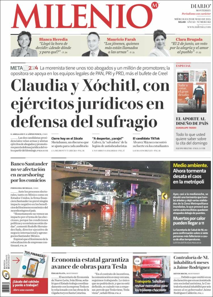 Portada de Milenio de Monterrey (México)