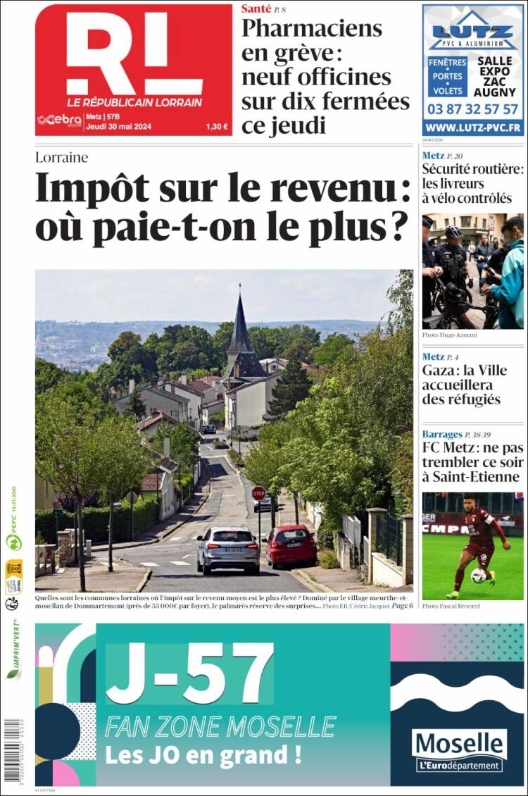 Portada de Le Republicain Lorrain (Francia)