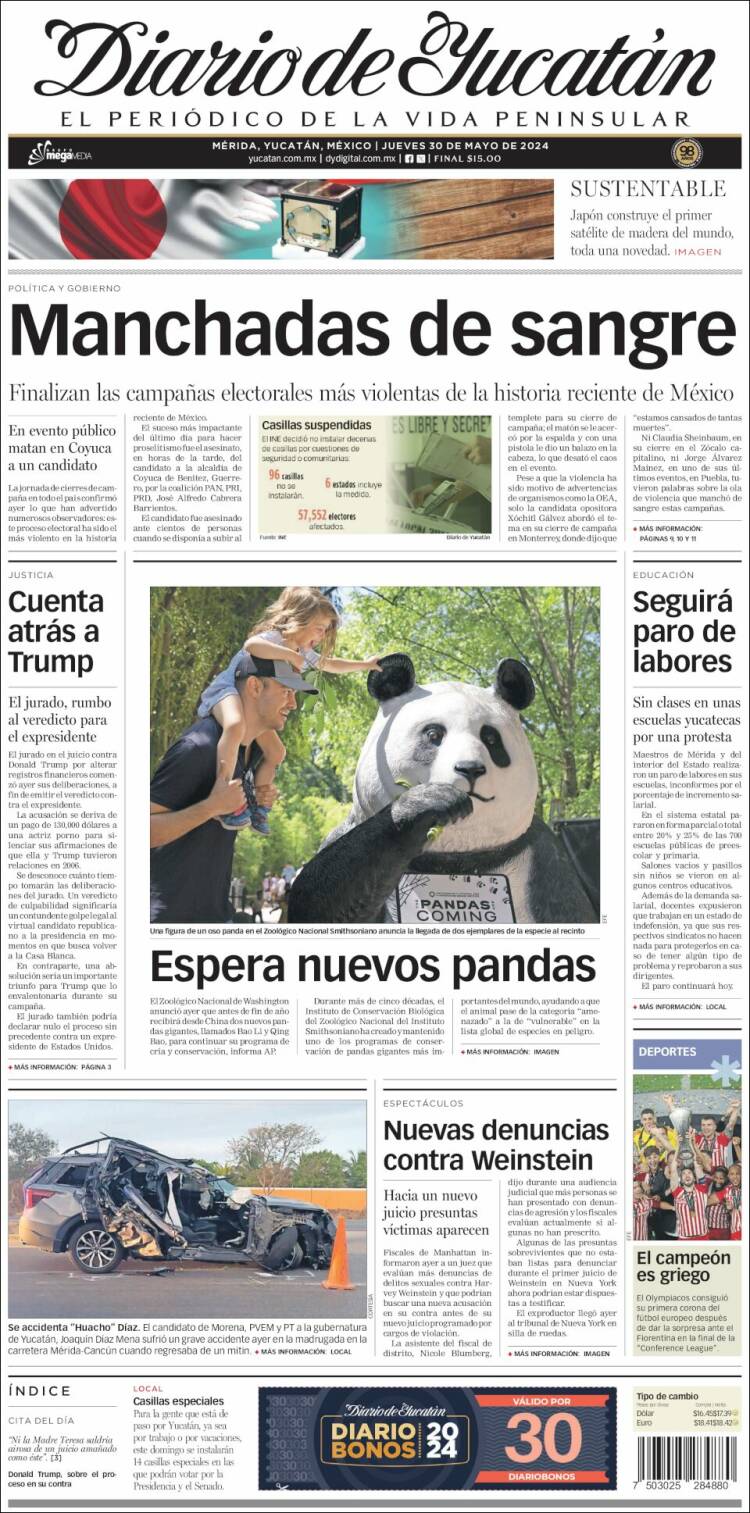 Portada de Diario de Yucatán (México)