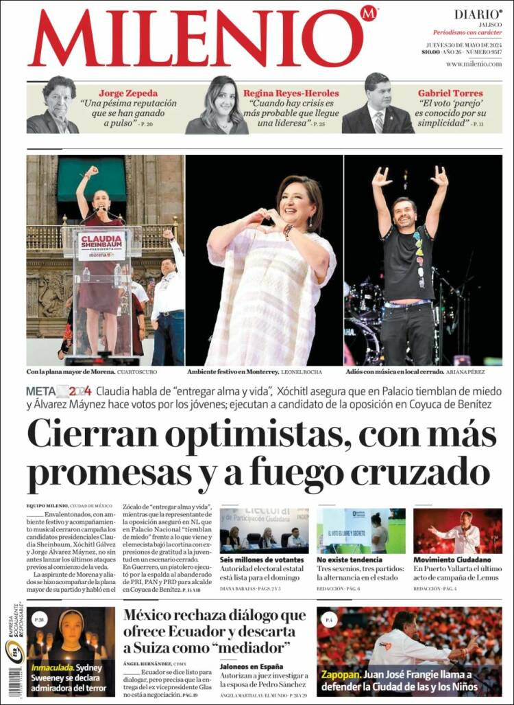 Portada de Milenio - Jalisco (México)