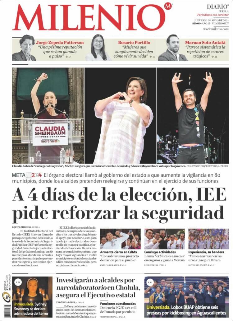 Portada de Milenio de Puebla (México)