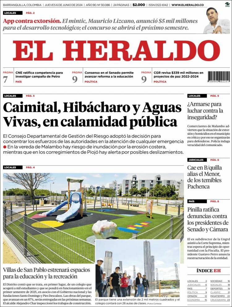 Portada de El Heraldo (Colombia)