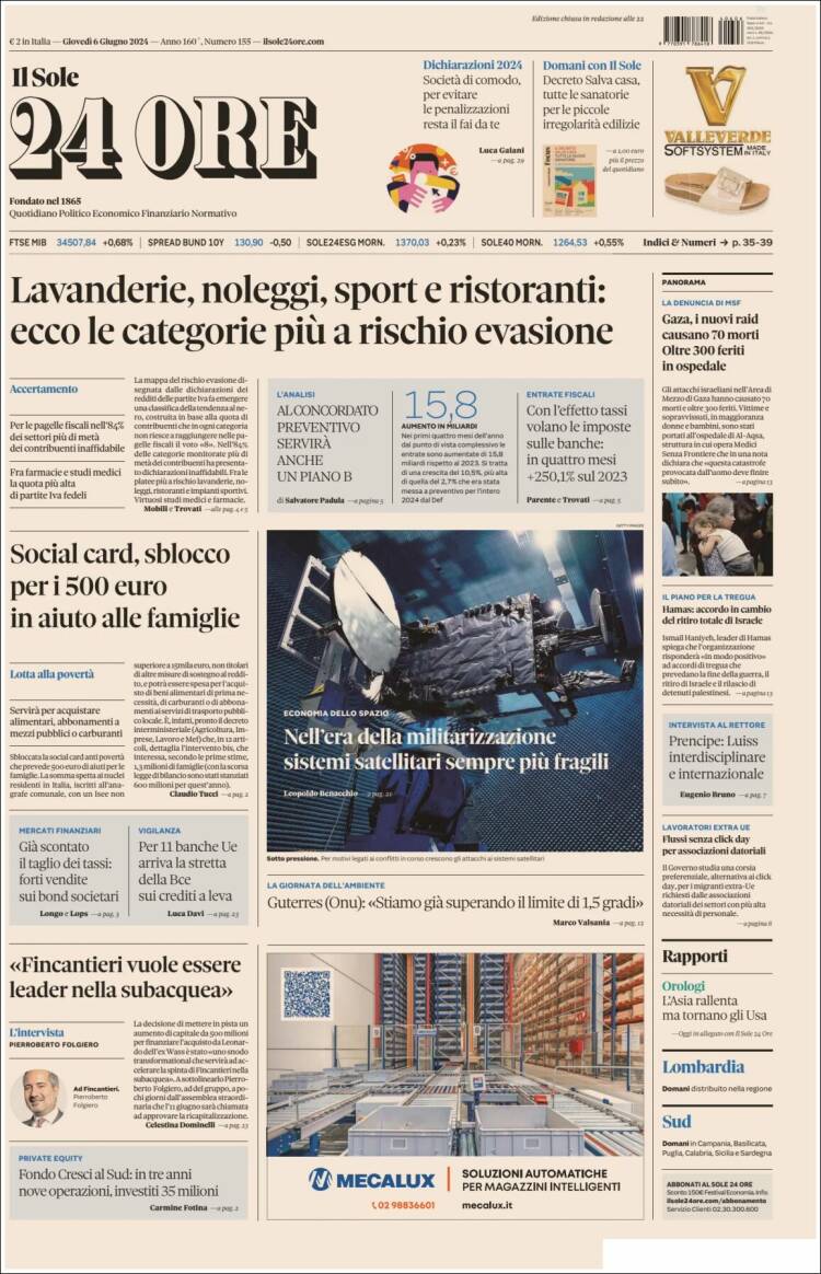 Portada de Il Sole 24 ORE (Italia)