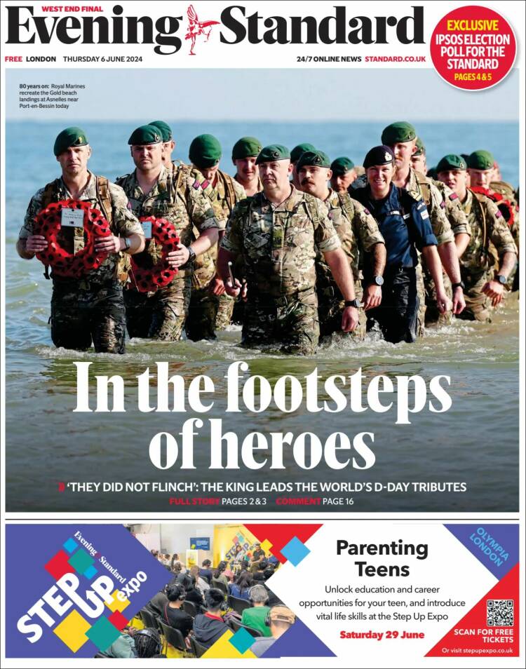 Portada de Evening Standard (Reino Unido)