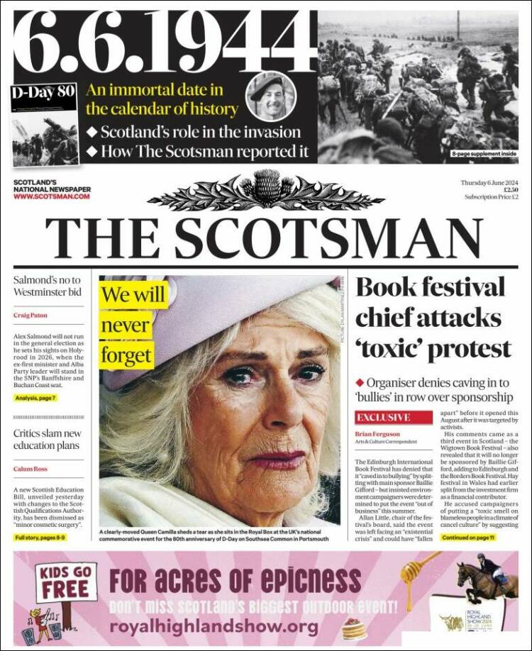 Portada de The Scotsman (Reino Unido)