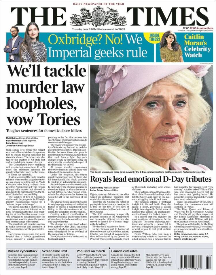 Portada de The Times (Reino Unido)