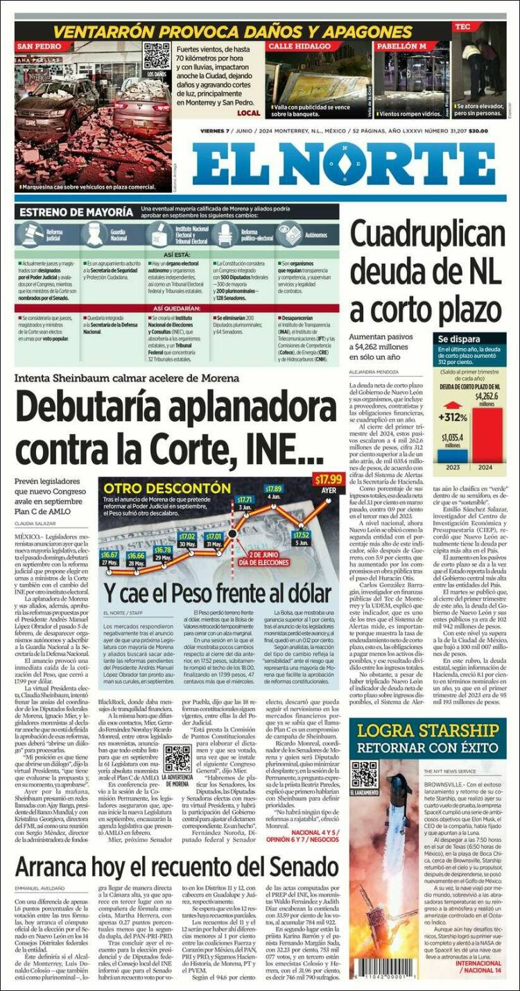 Portada de El Norte (México)