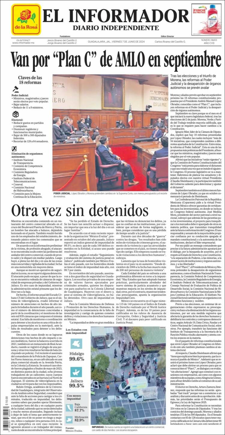 Portada de El Informador (México)