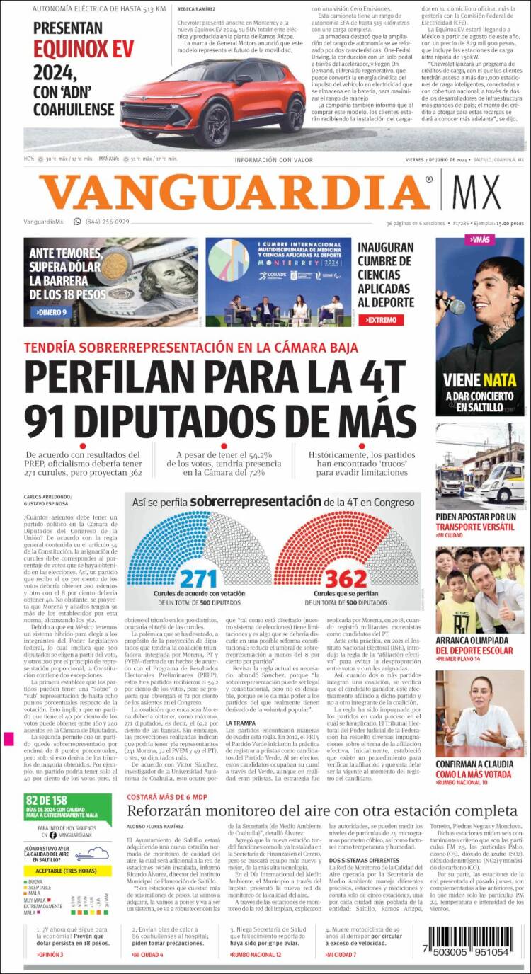 Portada de Vanguardia (México)
