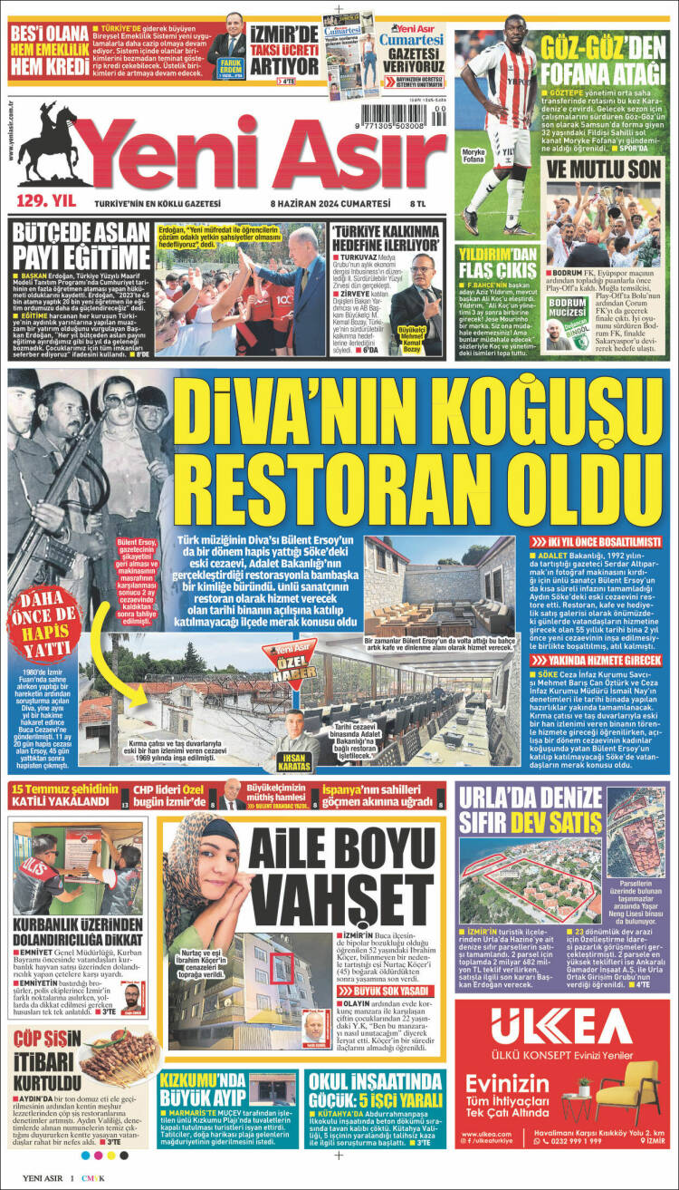 Portada de Yeni Asır (Turquía)