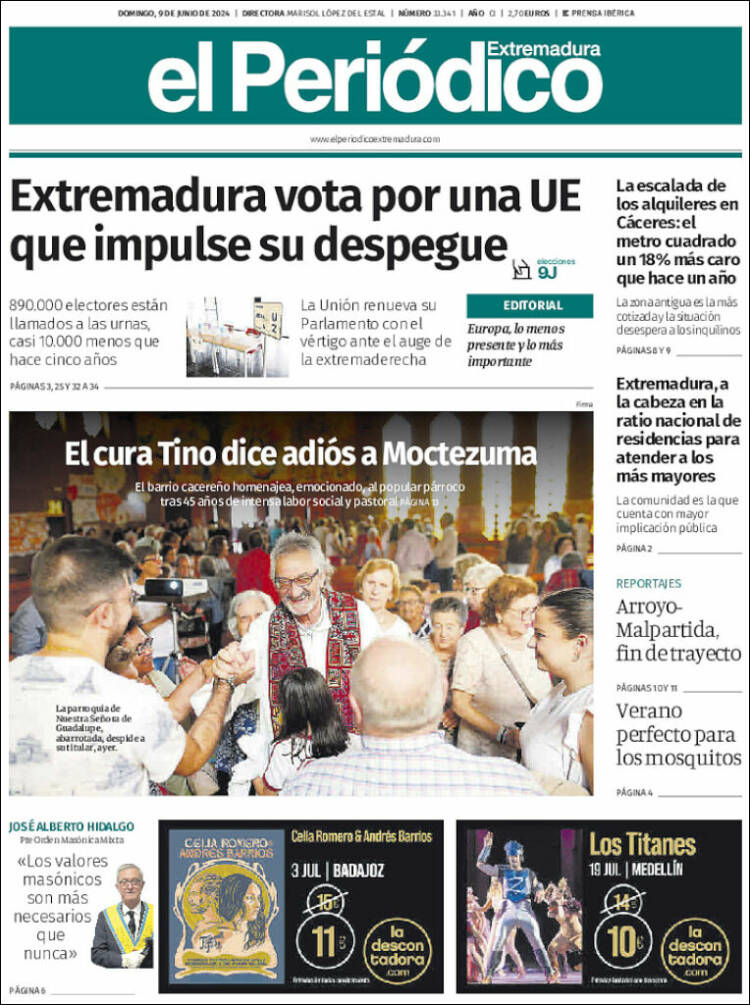 Portada de El Periódico de Extremadura (España)