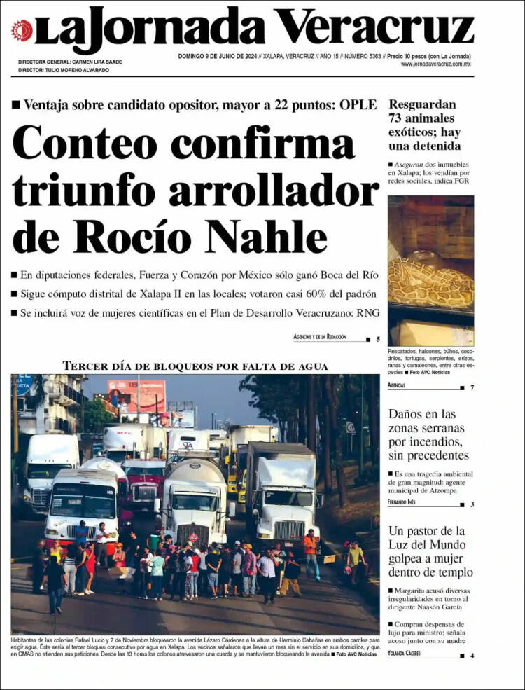 Portada de La Jornada Veracruz (México)