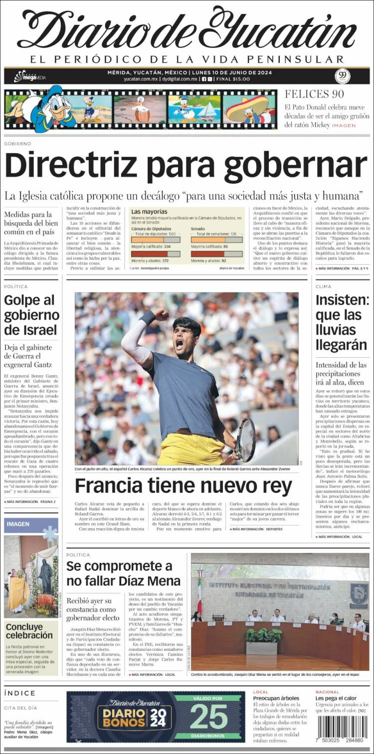 Portada de Diario de Yucatán (México)