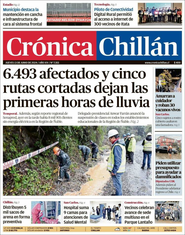 Portada de Crónica Chillán (Chile)