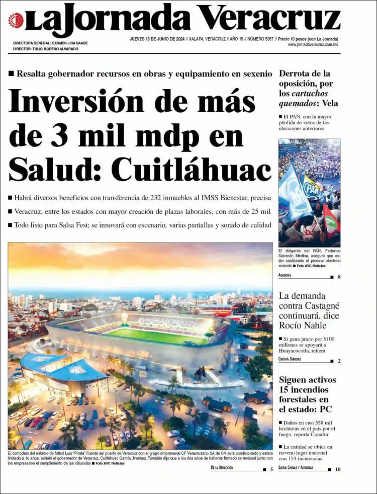 Portada de La Jornada Veracruz (México)