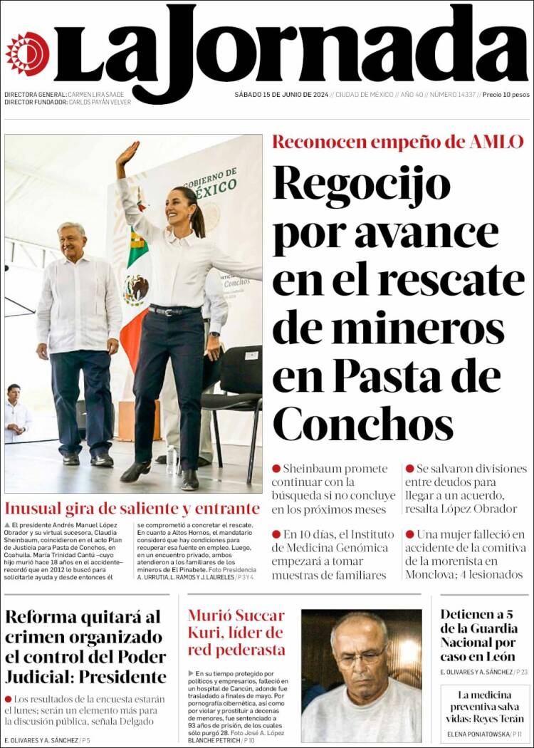 Portada de La Jornada (México)