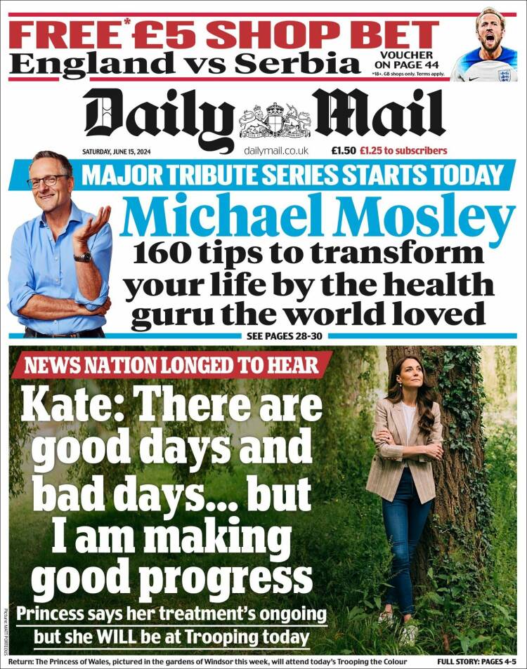 Portada de Daily Mail (Reino Unido)