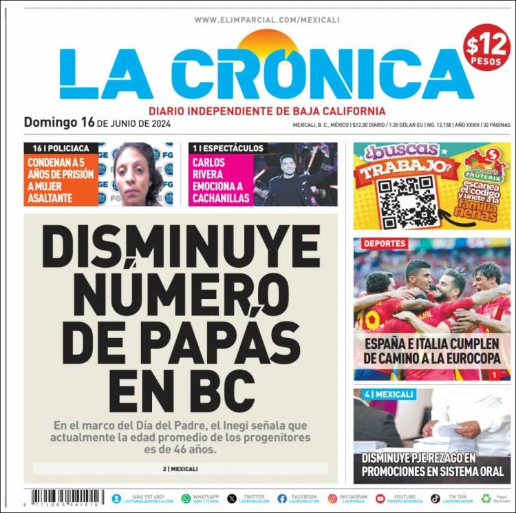Portada de La Crónica de Baja California (México)