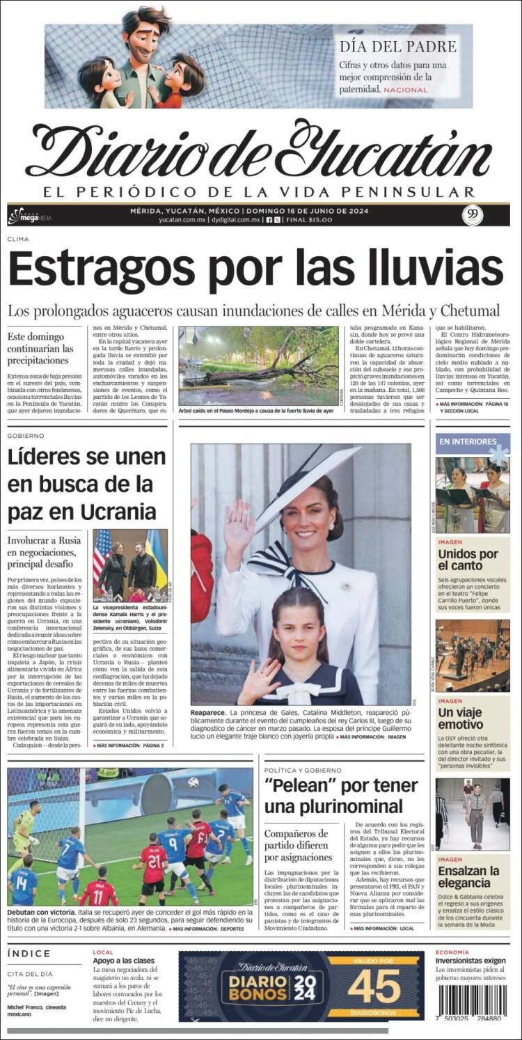 Portada de Diario de Yucatán (México)