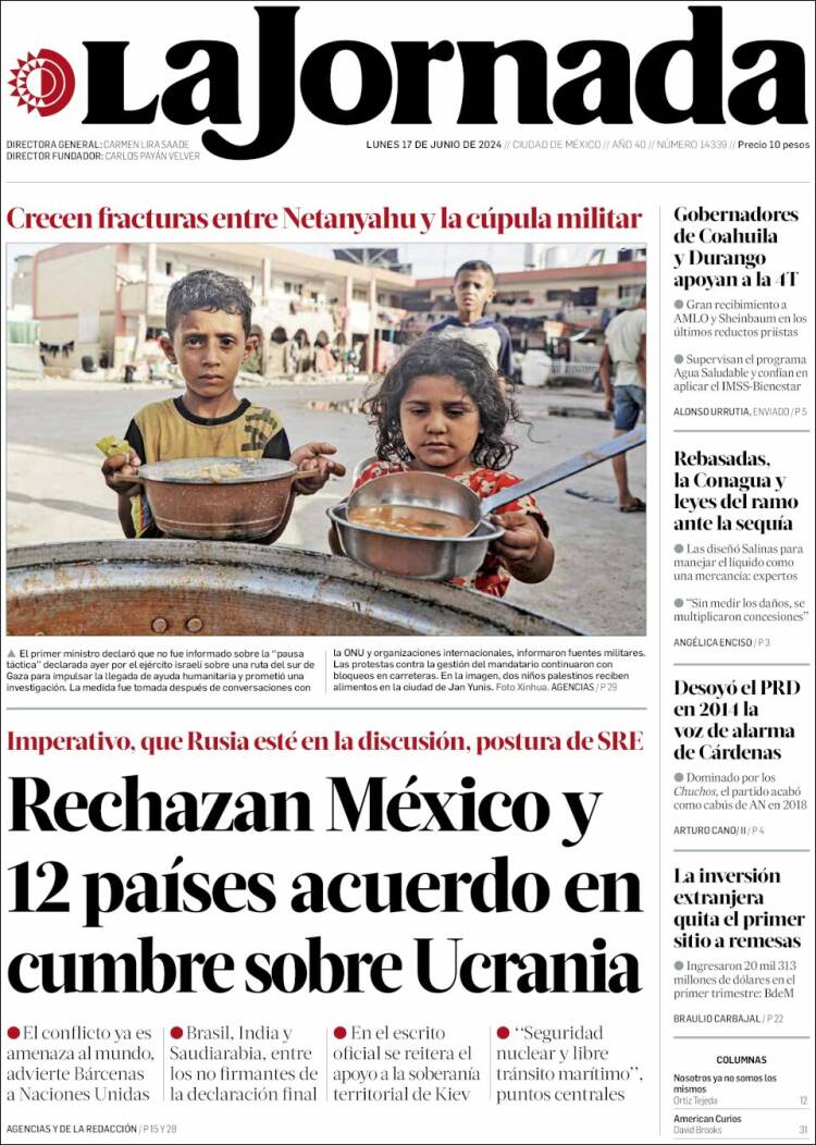 Portada de La Jornada (México)