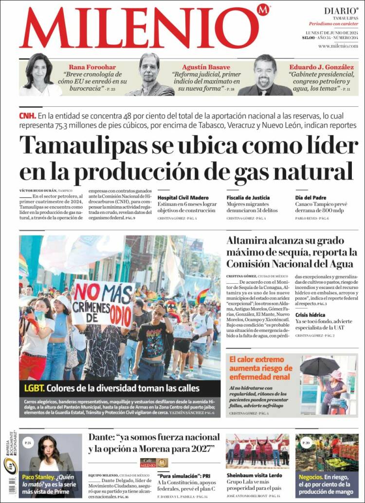 Portada de Milenio - Tamaulipas (México)