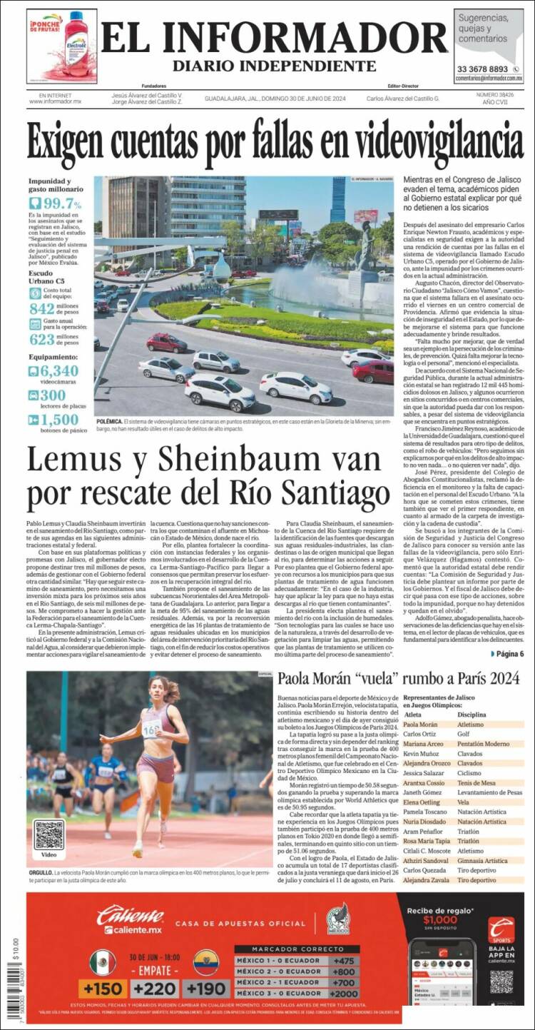 Portada de El Informador (México)