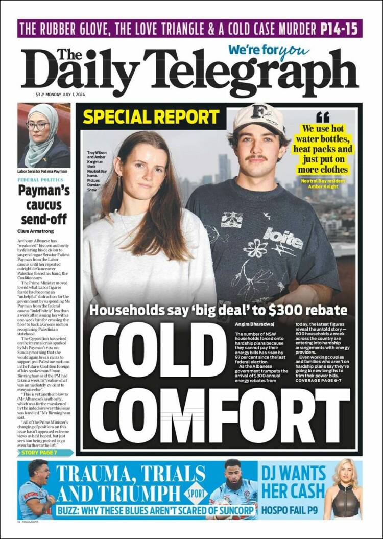 Portada de The Daily Telegraph (Australia)