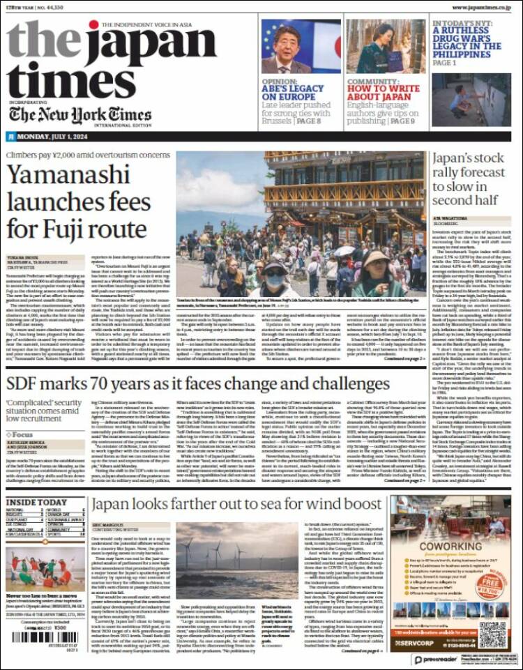 Portada de The Japan Times (Japan)
