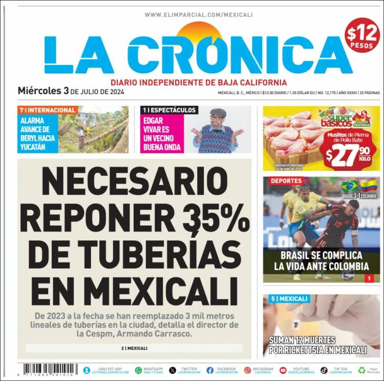 Portada de La Crónica de Baja California (México)