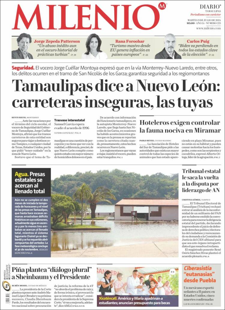 Portada de Milenio - Tamaulipas (México)