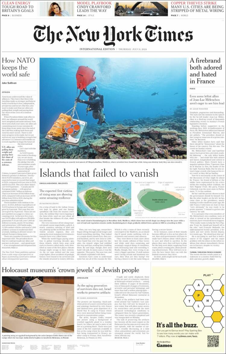 Portada de International New York Times (Europa)