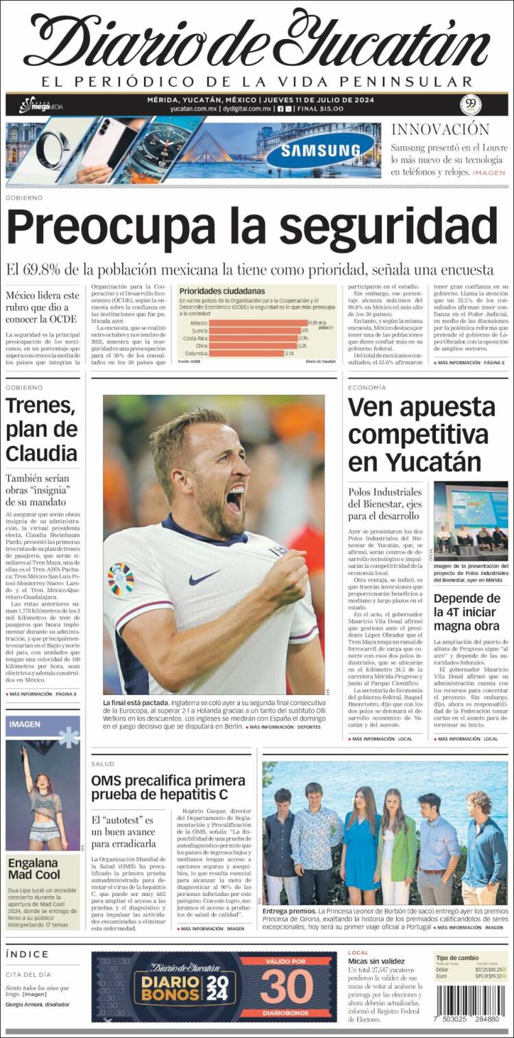 Portada de Diario de Yucatán (México)