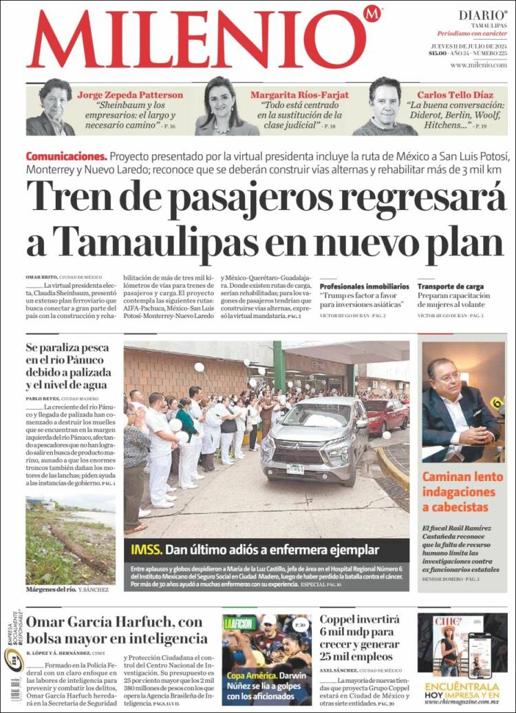 Portada de Milenio - Tamaulipas (México)