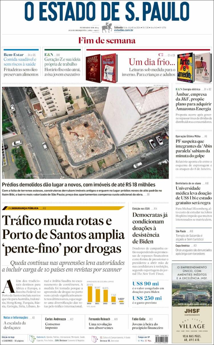 Portada de O Estado de São Paulo (Brasil)
