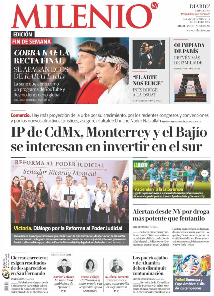 Portada de Milenio - Tamaulipas (México)