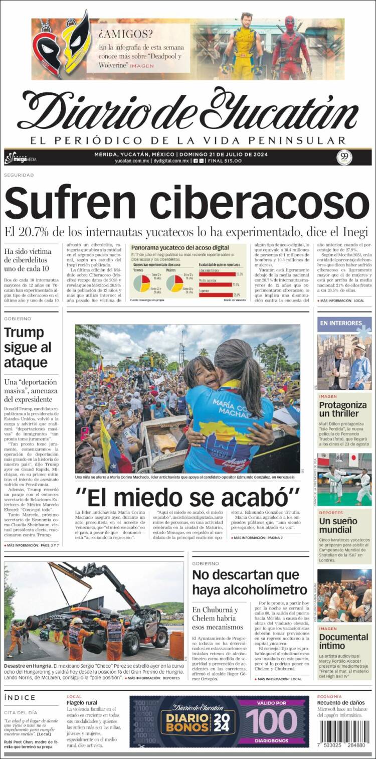 Portada de Diario de Yucatán (México)