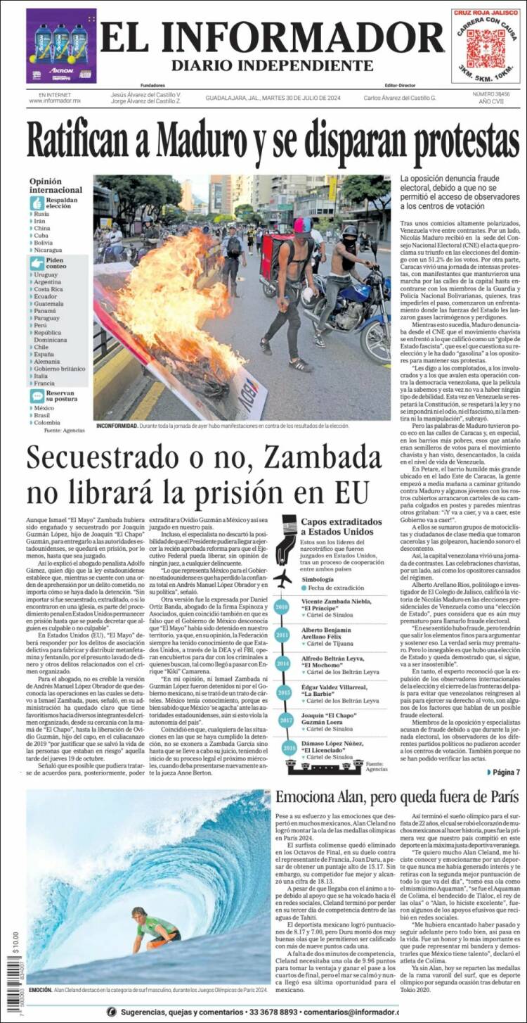 Portada de El Informador (México)