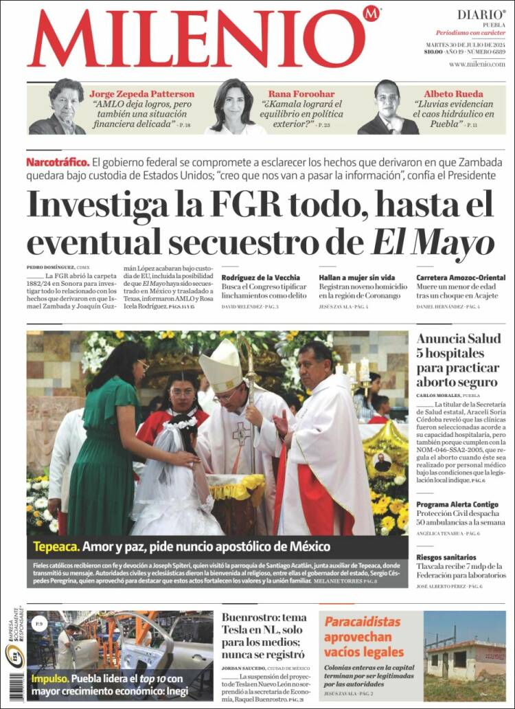 Portada de Milenio de Puebla (México)