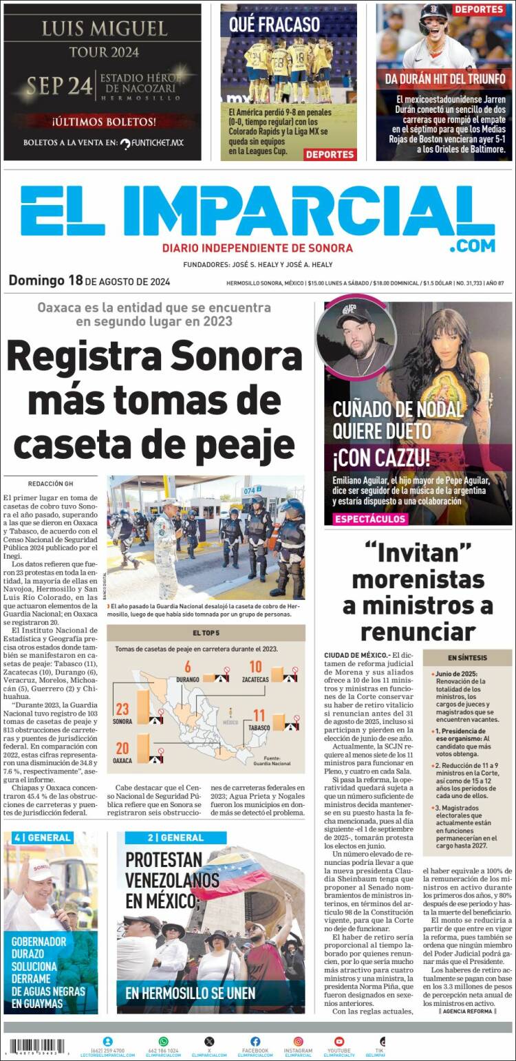Portada de El Imparcial (México)