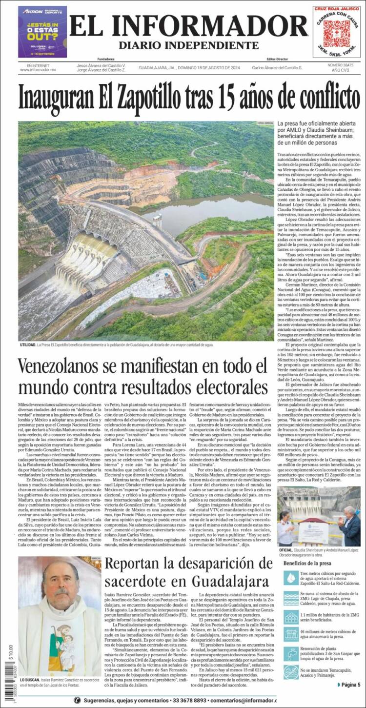 Portada de El Informador (México)