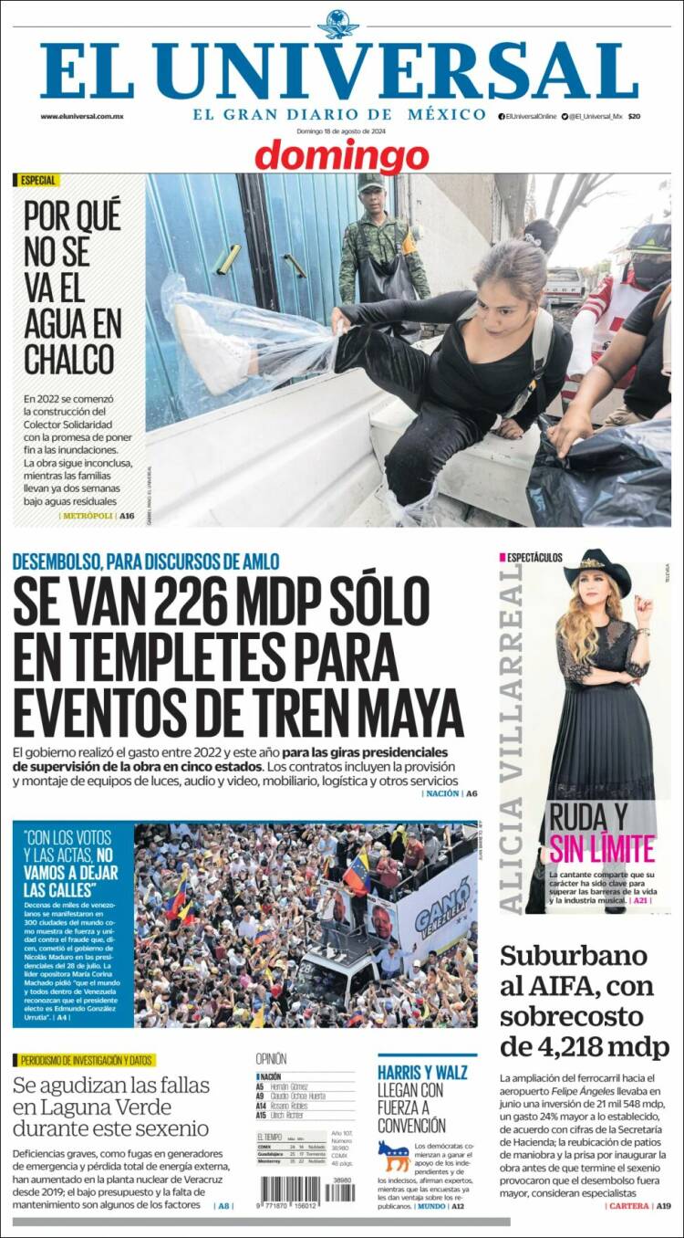 Portada de El Universal (México)