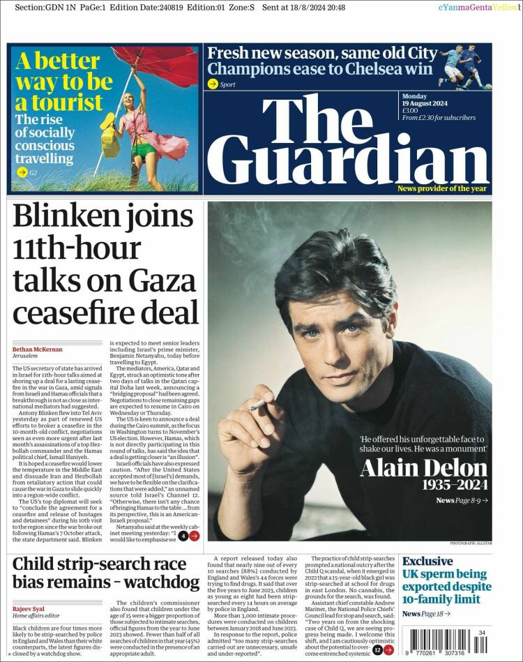 Portada de The Guardian (Reino Unido)