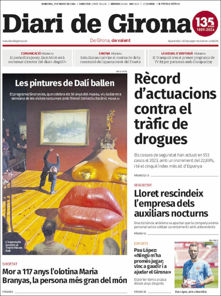 Portada de Diari de Girona (España)